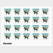 Bi-Black Duitse herder Blauw Groen Winterbos Vierkante Sticker (Vel)