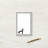Bi-Black Duitse herder Cartoon GSD Dog Grey Post-it® Notes (Op bureau)