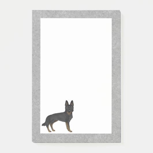 Bi-Black Duitse herder Cartoon GSD Dog Grey Post-it® Notes (Voorkant)