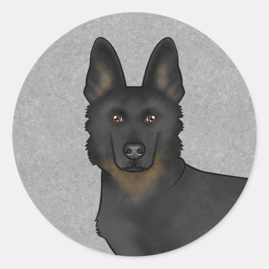 Bi-Black Duitse herder cartoon hond hoofd close-up Ronde Sticker (Voorkant)