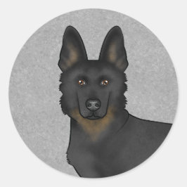 Bi-Black Duitse herder cartoon hond hoofd close-up Ronde Sticker