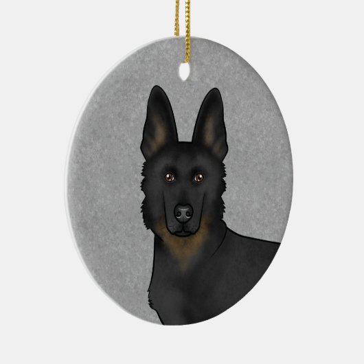 Bi-Black Duitse herder cartoon hond hoofd grijs Keramisch Ornament (Rechts)