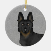 Bi-Black Duitse herder cartoon hond hoofd grijs Keramisch Ornament (Voorkant)