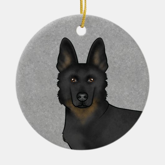Bi-Black Duitse herder cartoon hond hoofd grijs Keramisch Ornament (Voorkant)