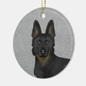 Bi-Black Duitse herder cartoon hond hoofd grijs Keramisch Ornament (Links)