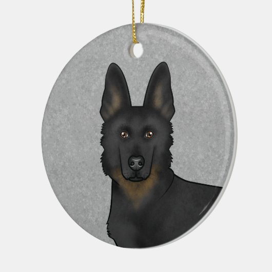 Bi-Black Duitse herder cartoon hond hoofd grijs Keramisch Ornament (Links)