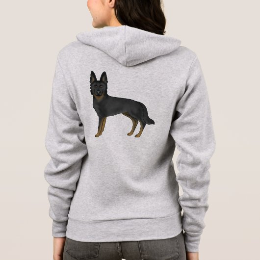 Bi-Black Duitse herder cartoon hond illustratie Hoodie (Achterkant)