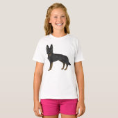 Bi-Black Duitse herder cartoon hond illustratie T-shirt (Voorkant volledig)