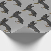 Bi-Black Duitse herder cartoon hond patroon grijs Cadeaupapier (Hoek)