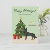 Bi-Black Duitse herder feestelijke kerstboom Feestdagenkaart (Staand voorkant)