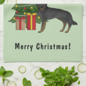 Bi-Black Duitse herder feestelijke kerstboom Theedoek (Gevouwen)