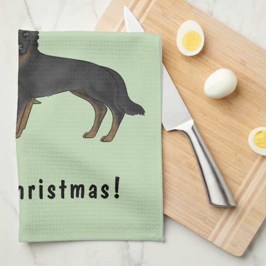 Bi-Black Duitse herder feestelijke kerstboom Theedoek (Quarter Fold)