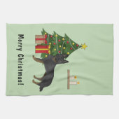 Bi-Black Duitse herder feestelijke kerstboom Theedoek (Horizontaal)