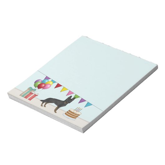 Bi-Black Duitse Herder GSD Hond Kleurrijke Verjaar Notitieblok (Linkerzijde)