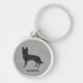Bi-Black Duitse herder GSD hond met aangepaste naa Sleutelhanger (Voorkant)