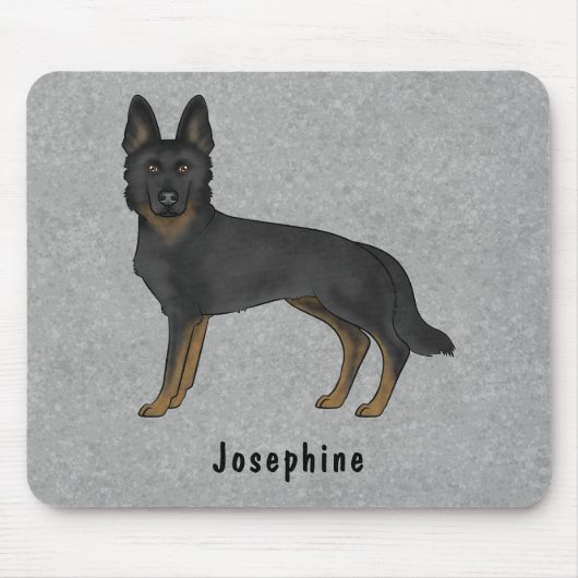 Bi-Black Duitse herder hond en aangepaste naam gri Muismat (Voorkant)