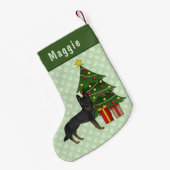 Bi-Black Duitse Herder Hond Groene Kerstboom Kleine Kerstsok (Achterkant (Hangend))