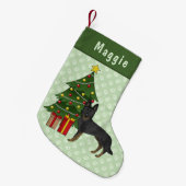 Bi-Black Duitse Herder Hond Groene Kerstboom Kleine Kerstsok (Voorkant (Hangend))