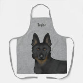 Bi-Black Duitse Herder Hond Hoofd En Naam Grijs Schort (Voorkant)