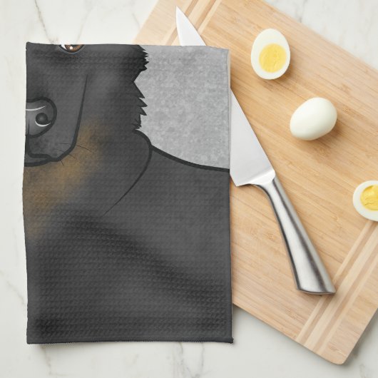 Bi-Black Duitse Herder Hond Hoofd En Naam Grijs Theedoek (Quarter Fold)