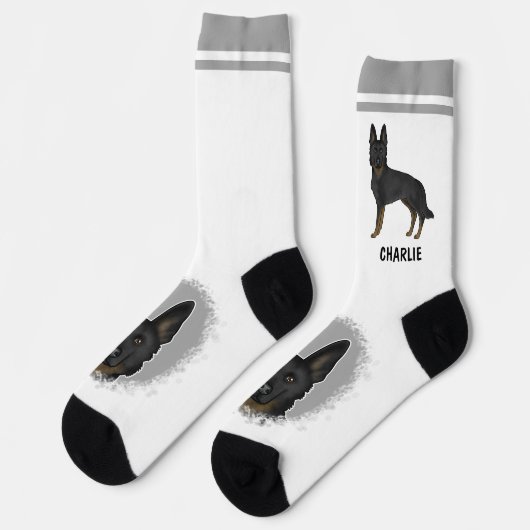 Bi-Black Duitse herder hond met aangepaste naam Sokken (Links)