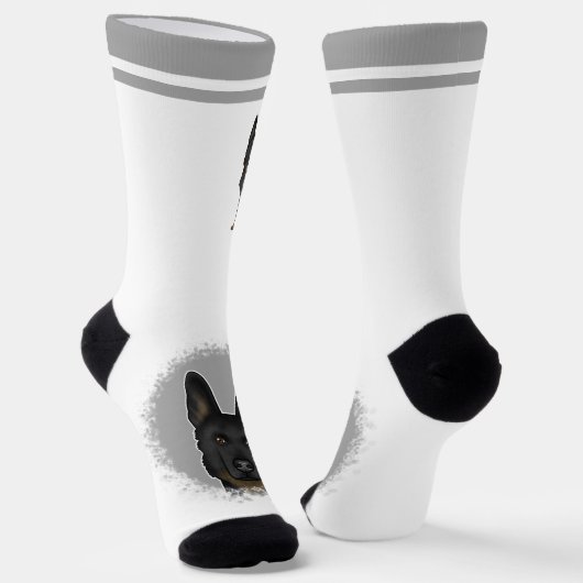 Bi-Black Duitse herder hond met aangepaste naam Sokken (Gebogen)