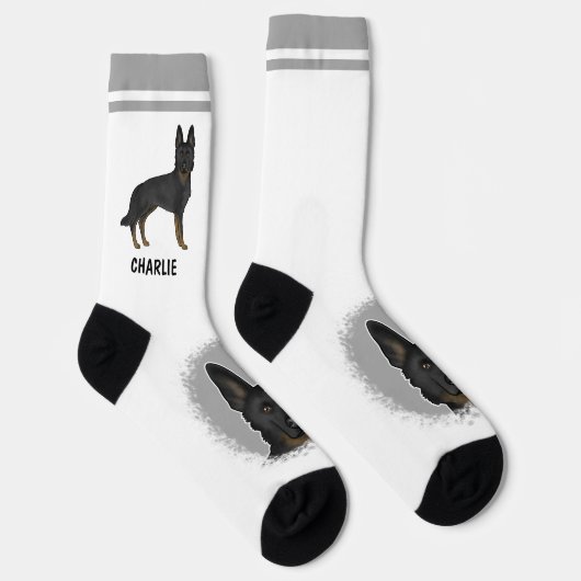 Bi-Black Duitse herder hond met aangepaste naam Sokken (Rechts)