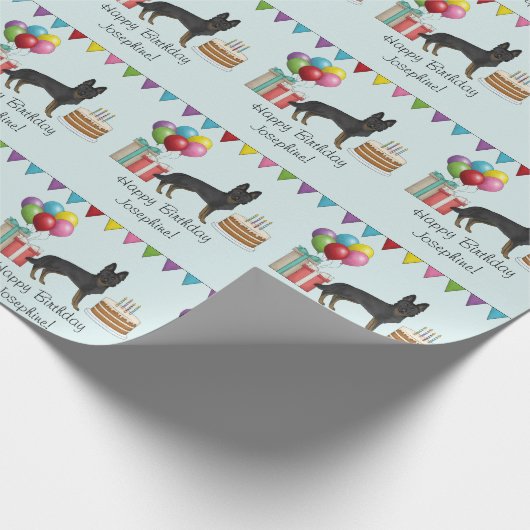 Bi-Black Duitse Herder Kleurrijke Gelukkige Verjaa Cadeaupapier (Hoek)