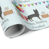 Bi-Black Duitse Herder Kleurrijke Gelukkige Verjaa Cadeaupapier (Rol Hoek)