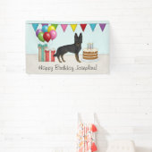 Bi-Black Duitse Herder Kleurrijke Gelukkige Verjaa Spandoek (Insitu)