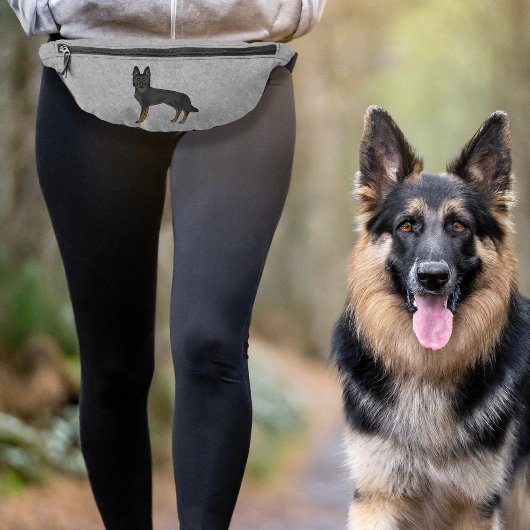 Bi-Black Duitse herder Schattige cartoon hond grij Heuptasje