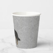 Bi-Black Duitse herder Schattige cartoon hond grij Papieren Bekers (Links)