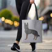 Bi-Black Duitse herder Schattige cartoon hond grij Tote Bag