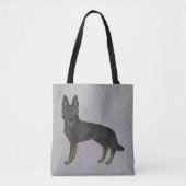 Bi-Black Duitse herder Schattige cartoon hond grij Tote Bag (Voorkant)
