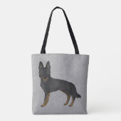 Bi-Black Duitse herder Schattige cartoon hond grij Tote Bag (Achterkant)
