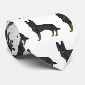 Bi-Black Duitse herder Schattige cartoon hondenpat Stropdas (Opgerold)