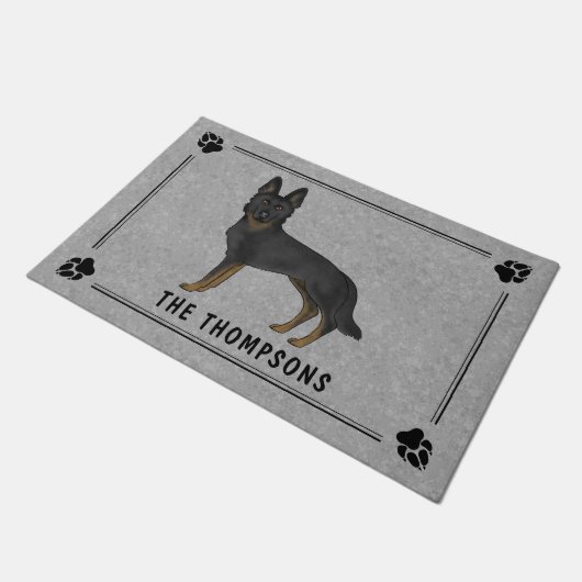 Bi-Black Duitse herder Schattige hond met aangepas Deurmat (Schuin)