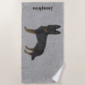 Bi-Black Duitse herder Schattige hond met aangepas Strandlaken (Voorkant)