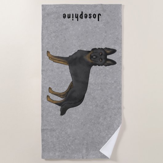 Bi-Black Duitse herder Schattige hond met aangepas Strandlaken (Voorkant)