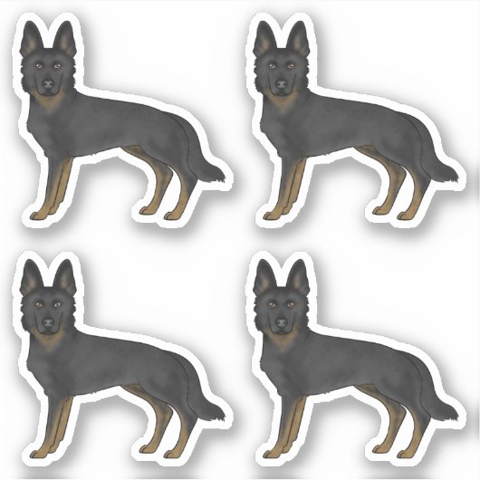 Bi-Black Duitse herder Schattigee Cartoon Design D Sticker (Voorkant)