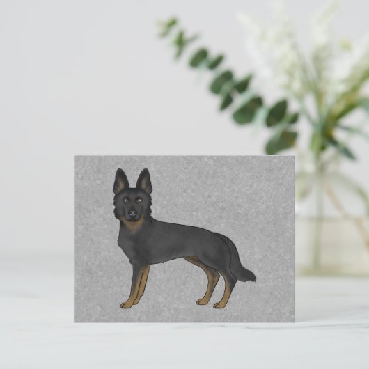 Bi-Black Duitse herder Schattigee Cartoon GSD Dog  Briefkaart (Staand voorkant)