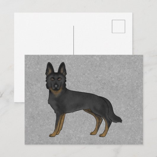 Bi-Black Duitse herder Schattigee Cartoon GSD Dog  Briefkaart (Voorkant / Achterkant)