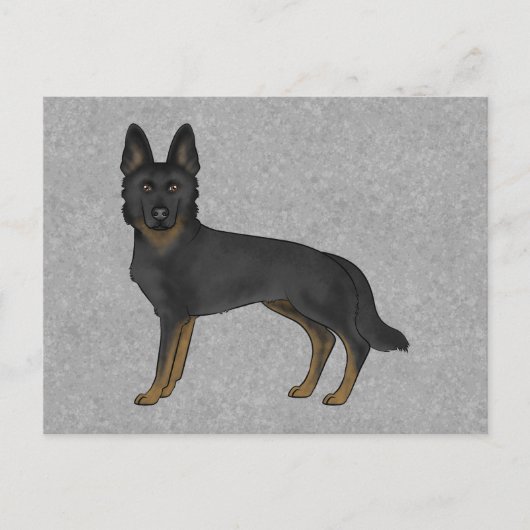 Bi-Black Duitse herder Schattigee Cartoon GSD Dog  Briefkaart (Voorkant)