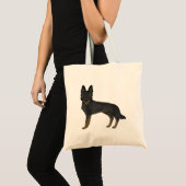 Bi-Black Duitse herder Schattigee Cartoon GSD Dog Tote Bag (Voorkant (product))