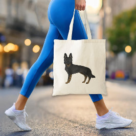 Bi-Black Duitse herder Schattigee Cartoon GSD Dog Tote Bag