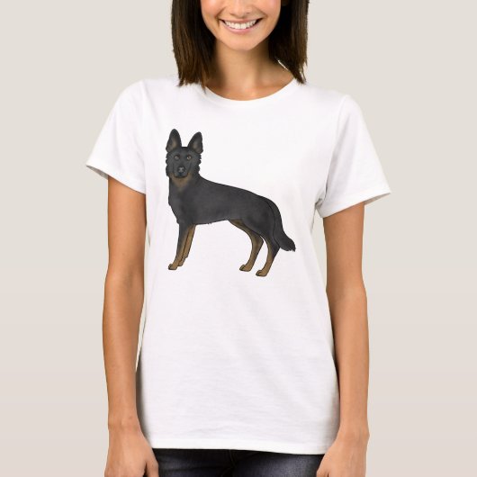Bi-Black Duitse herder Schattigee cartoon hond T-shirt (Voorkant)