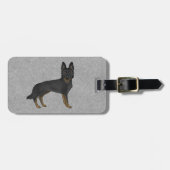 Bi-Black Duitse herder Schattigee hond en aangepas Bagagelabel (Voorkant horizontaal)