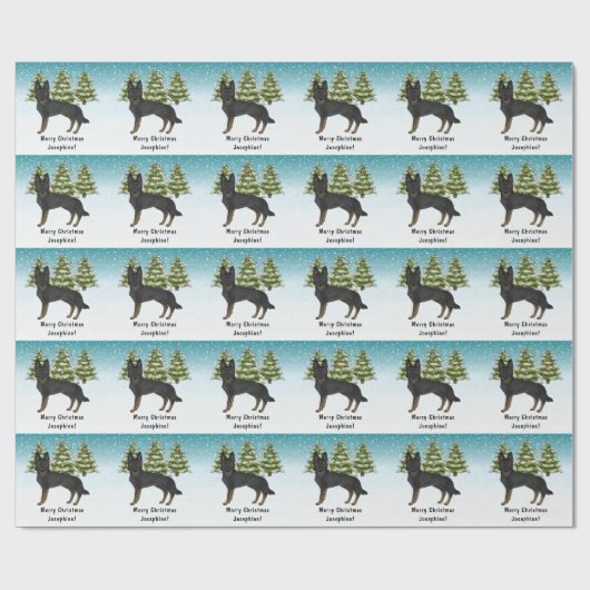 Bi-Black Duitse herder Sneeuwwitje Winterbos Cadeaupapier (Vlak)