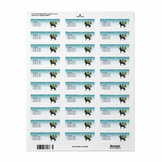 Bi-Black Duitse Herder Winter Forest Aangepaste te Etiket (Full Sheet)