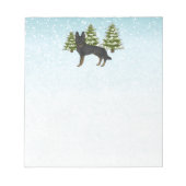 Bi-Black Duitse Herder Winter Forest Blauw Groen Notitieblok (Voorkant)